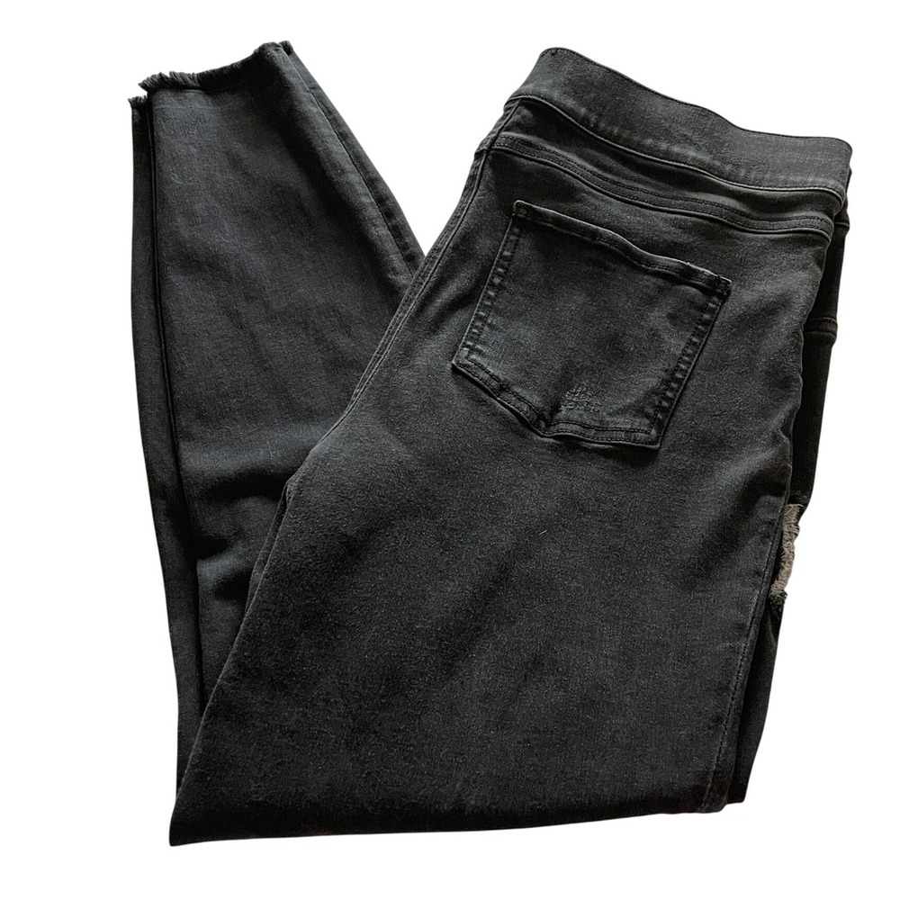 SPANX Distressed/Ripped Charcoal Womens XL 💜 Raw Hem Slimming Ankle Denim Jeans